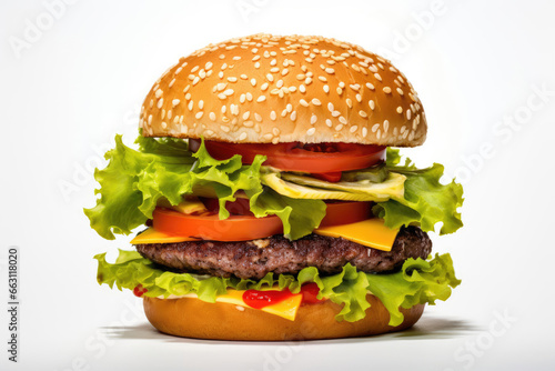 A delicious hamburger with fresh ingredients