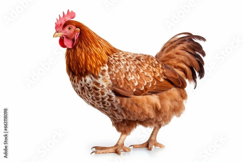 Brown chicken isolated on white. Generative AI