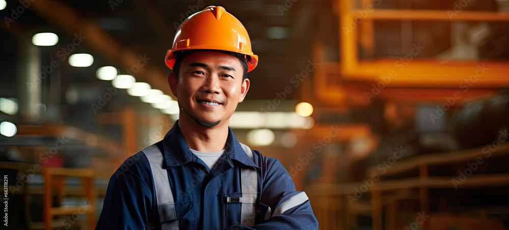 Portrait of an asian male engineer working in a factory Portrait of an asian male engineer working in a factory