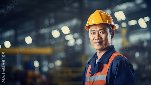 Portrait of an asian male engineer working in a factory © Farnaces