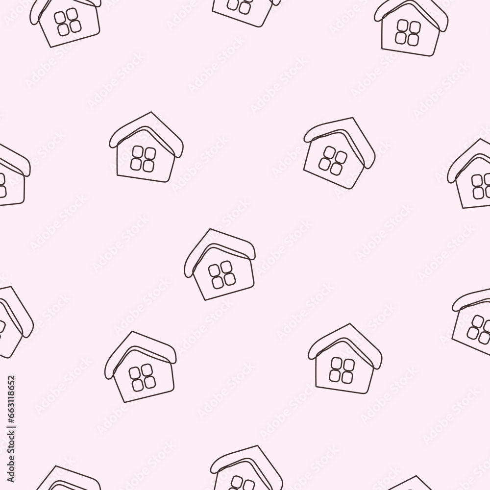 vector seamless house pattern background, hand drawn doodle home pattern design. vector seamless house pattern background, hand drawn doodle home pattern design.