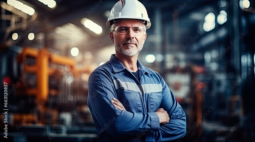 Portrait of a caucasian male engineer working in a factory Portrait of a caucasian male engineer working in a factory