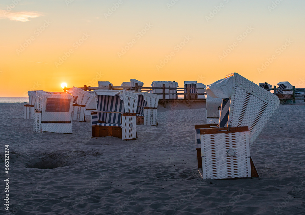beach chairs on the shore of the North Sea in St. Peter-Ording beach chairs on the shore of the North Sea in St. Peter-Ording