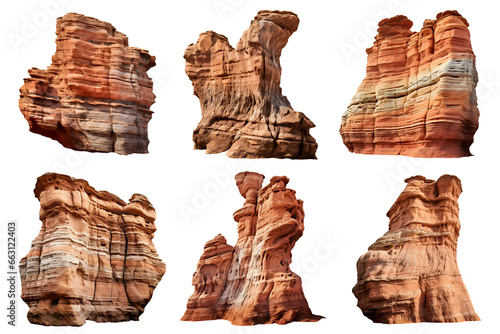 sandstone rock formation set isolated on transparent background - landscape design elements PNG cutout collection
