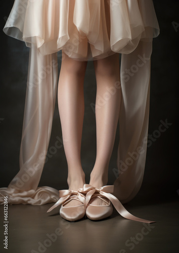 ballerina's legs in satin pink pointe shoes, bride in shoes, footwear, festive outfit, clothes, fitting, fashion, beauty, women's accessories, style, shopping, delicate beige colors, person