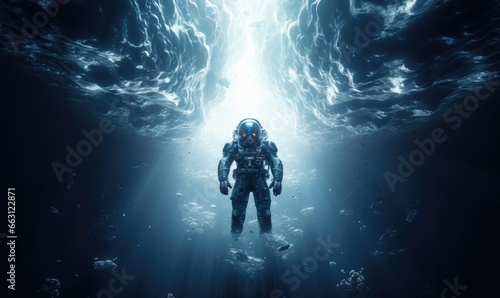 Surrounded by the tranquility of the deep sea, the astronaut felt a sense of awe and wonder.