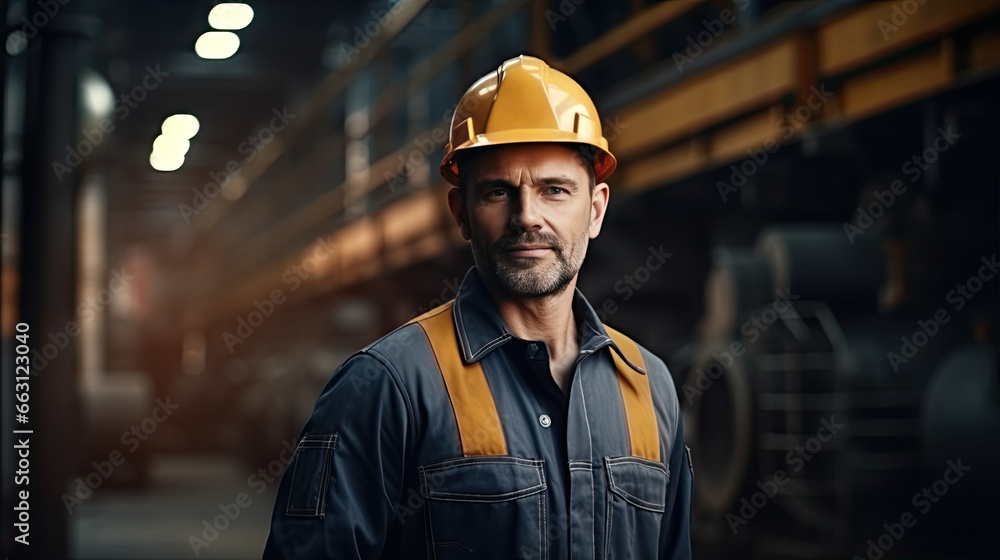 Portrait of a caucasian male engineer working in a factory Portrait of a caucasian male engineer working in a factory