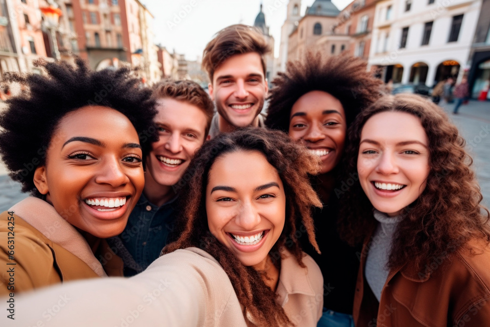 Obraz premium group of friends taking a selfie