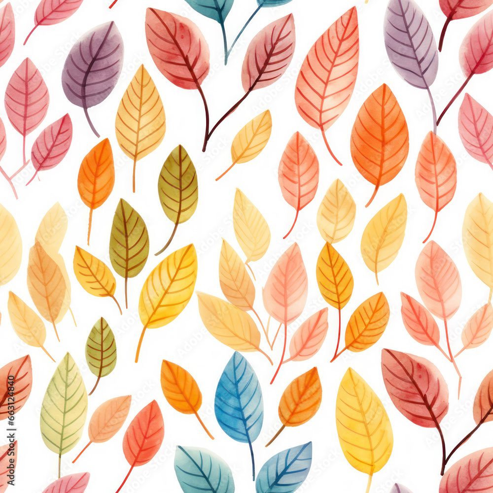 Seamless leaves pattern, botanical background, ai generative