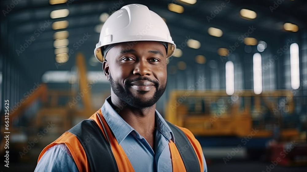 Portrait of a black male engineer working in a factory Portrait of a black male engineer working in a factory