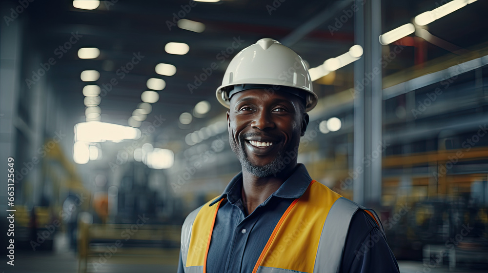 Portrait of a black male engineer working in a factory Portrait of a black male engineer working in a factory