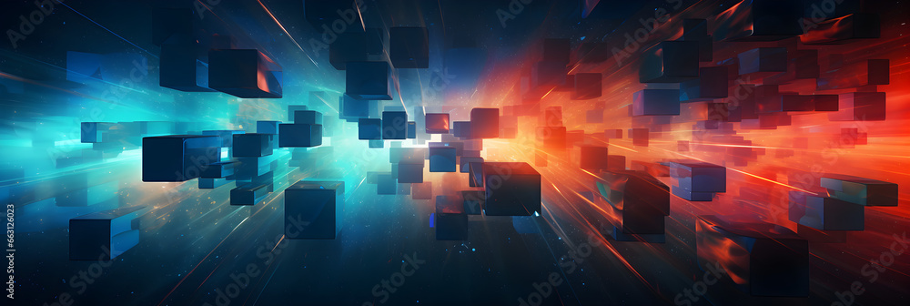 Obraz premium abstract glowing sky background banner with cubes
