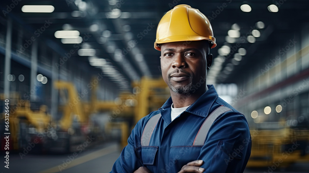 Portrait of a black male engineer working in a factory Portrait of a black male engineer working in a factory