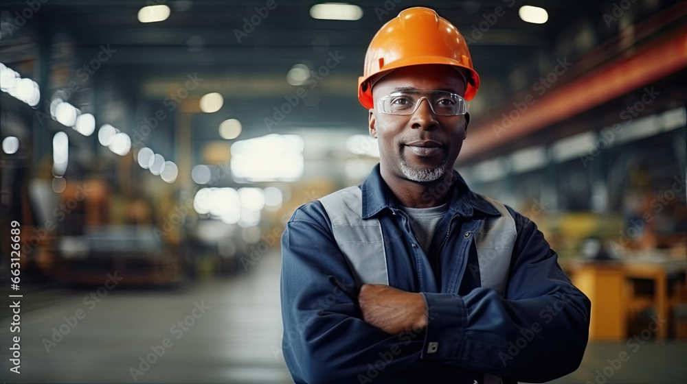Portrait of a black male engineer working in a factory Portrait of a black male engineer working in a factory