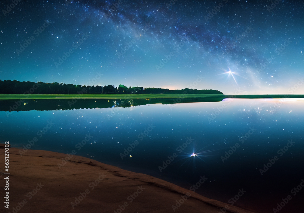 水面に映る美しい星空 Stock イラスト | Adobe Stock