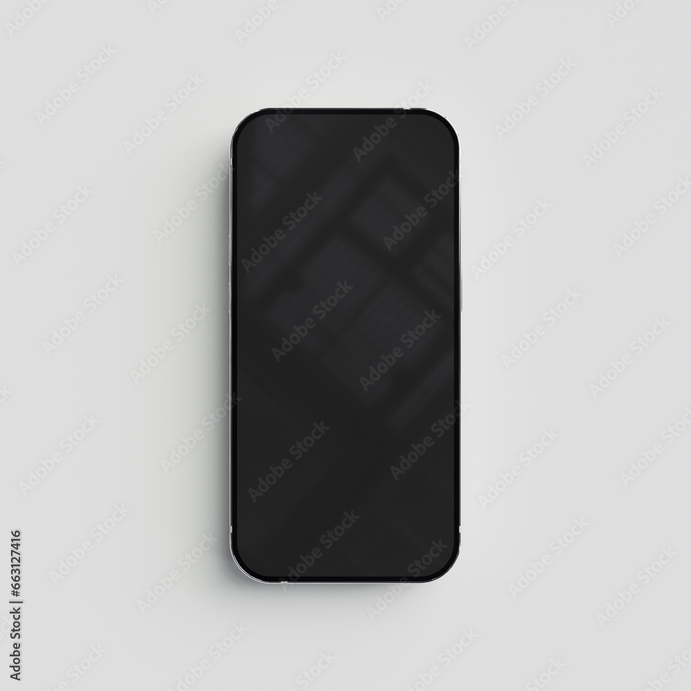 Top view of smartphone with blank screen on white background Top view of smartphone with blank screen on white background