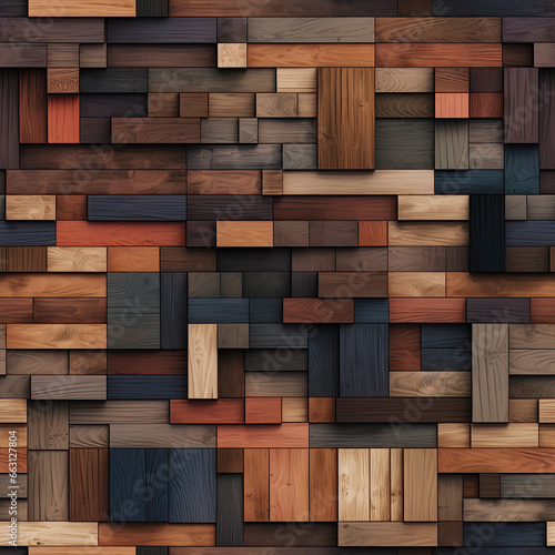 Seamless wooden mosaic texture wood concept background  ai generative