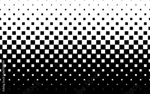 Diminishing squares in staggered order. Geometric pattern on a white background. Seamless in one direction. Short fade out. 21 figures in height