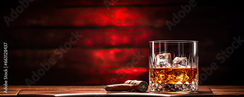 Coussin décoratif Fumant cigare cubain et un verre de liqueur sur le bois 