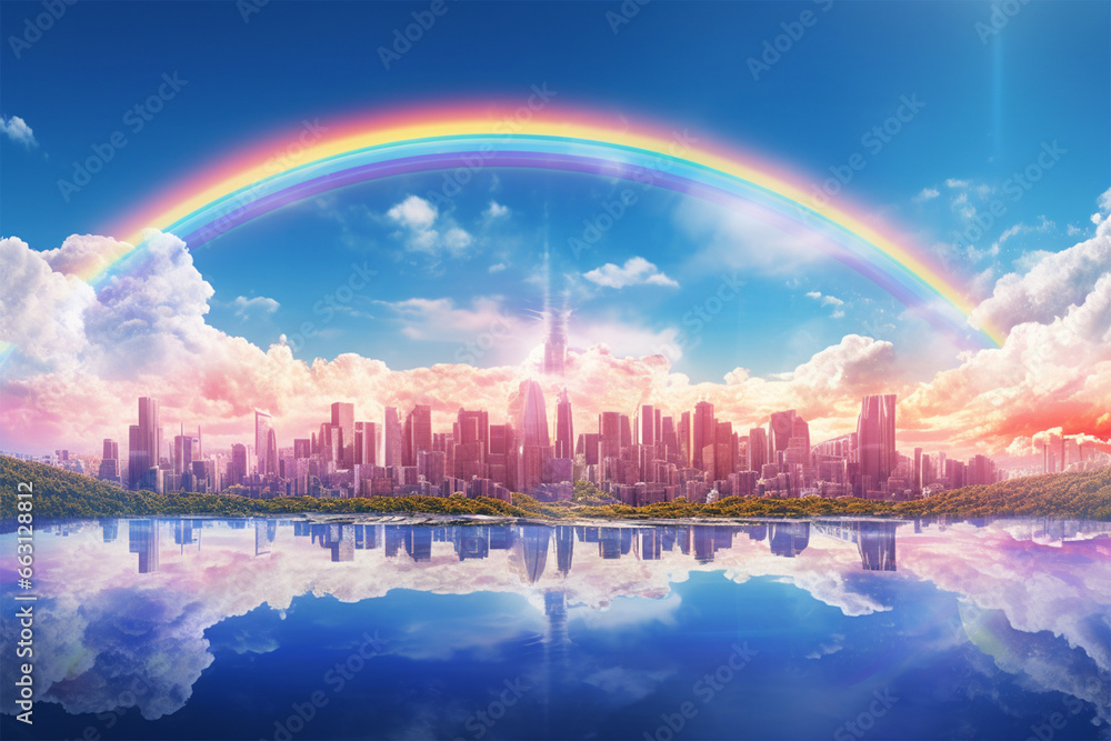 illustration of a beautiful rainbow view