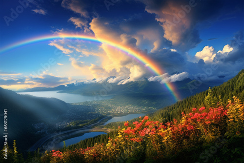 illustration of a beautiful rainbow view