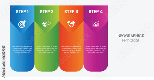 Business infographic thin line process. Can be used for steps, options, business processes, workflow, diagrams, flowchart concepts, timelines, marketing icons, and infographics.