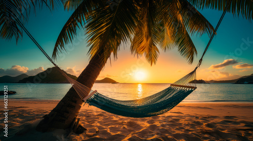 Empty hammock on the beach of tropical island © graja