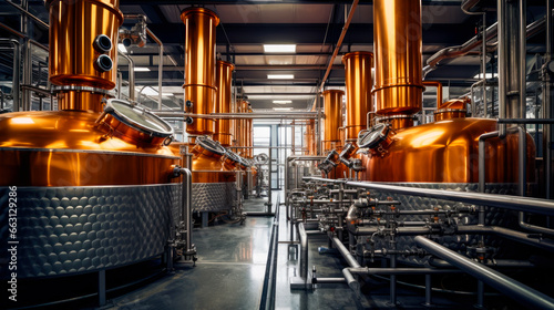 Modern cooper tanks at a whiskey distillery