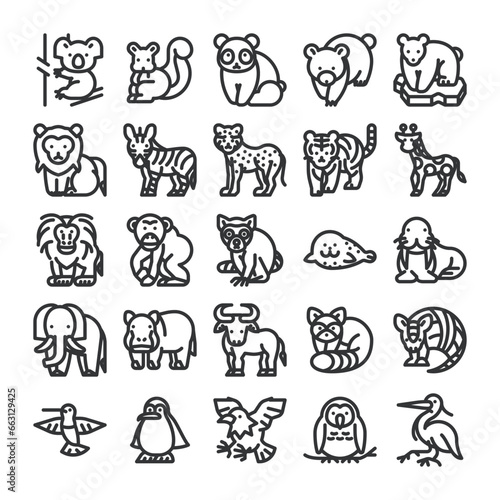 生物多様性 絶滅危惧種 動物 アイコン セット