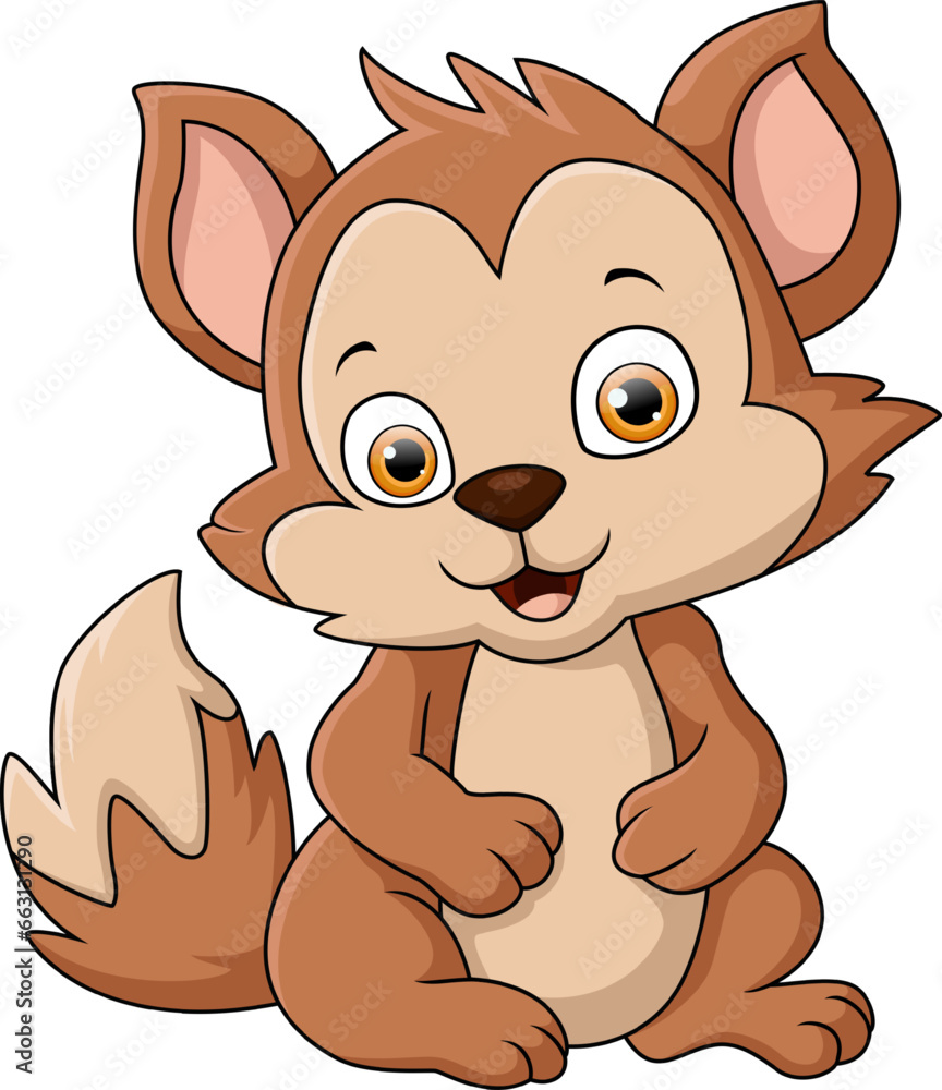 Cute squirrel cartoon on white background