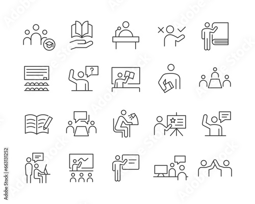 Teachers Icons - Vector Line. Editable Stroke.
