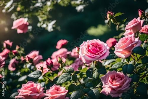 pink roses in garden