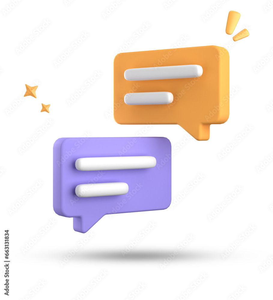 3d rendering of speech bubble, 3D pastel chat icon set. Set of 3d speak bubble.