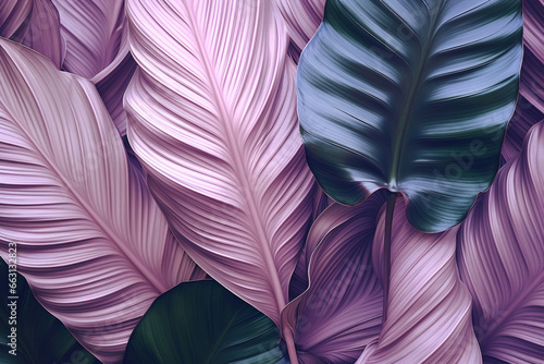 Tropical Leaf with Holographic Design - Exotic Foliage and Vibrant Colors.Created with Generative AI technology.