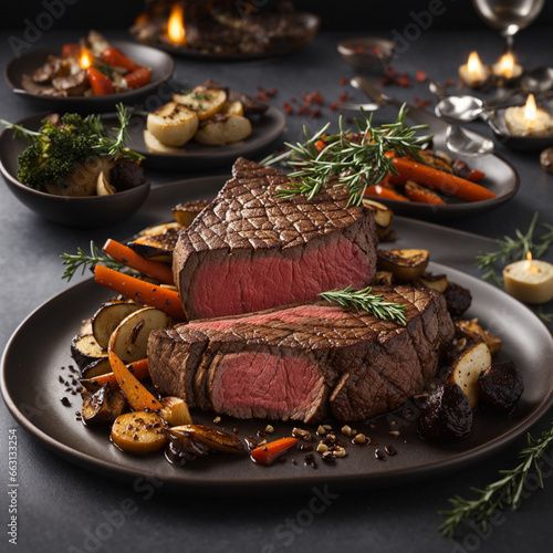 Beef steak HD wallpappers with vegetables