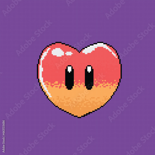 graded heart characters in video games pixel art design, graphic resource, assets, Illustration