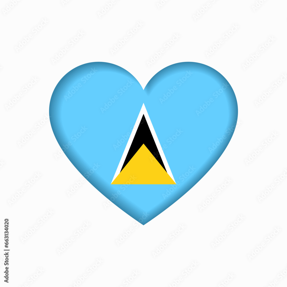Saint Lucia flag heart-shaped sign. Vector illustration. Saint Lucia flag heart-shaped sign. Vector illustration.