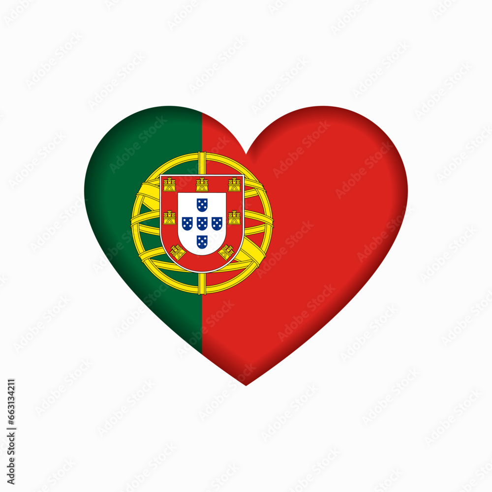 Portuguese flag heart-shaped sign. Vector illustration.