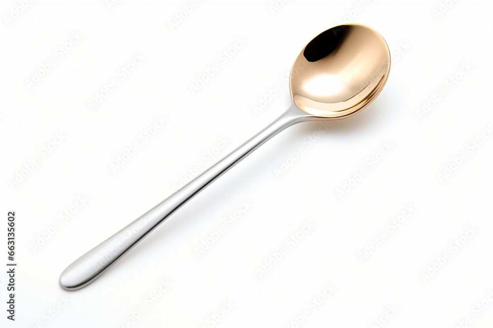 A metallic spoon isolated on a white background A metallic spoon isolated on a white background
