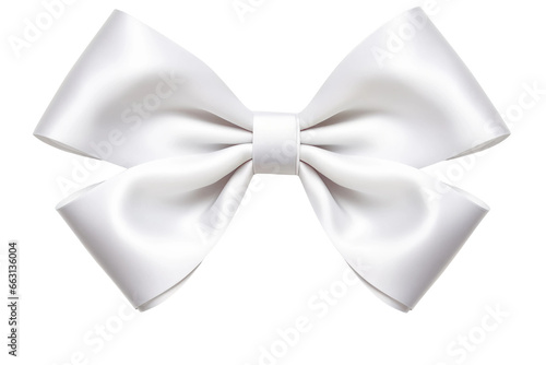 Elegant White Ribbon Bow Isolated on Transparent Background