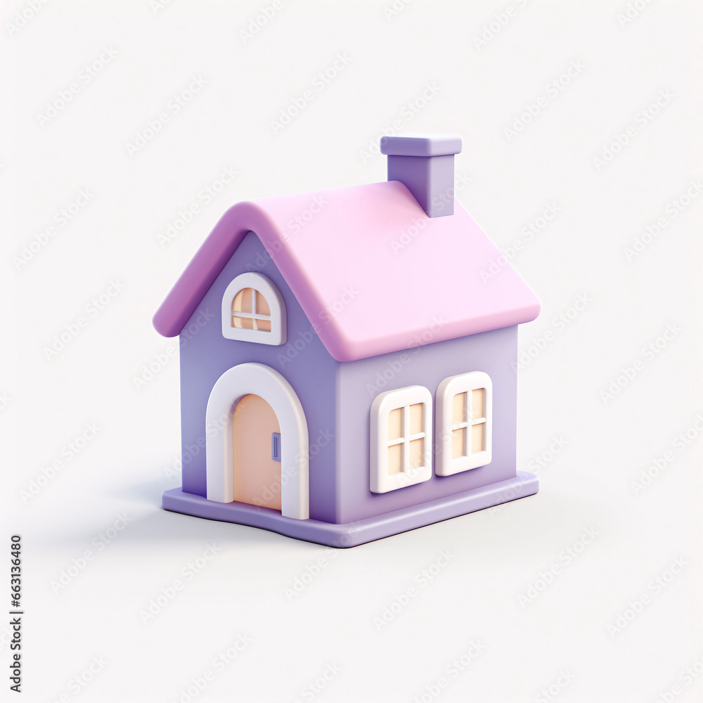 Real estate concept illustration, miniature model of cartoon house 3D rendering Real estate concept illustration, miniature model of cartoon house 3D rendering