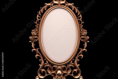 A vintage mirror frame isolated on a black background