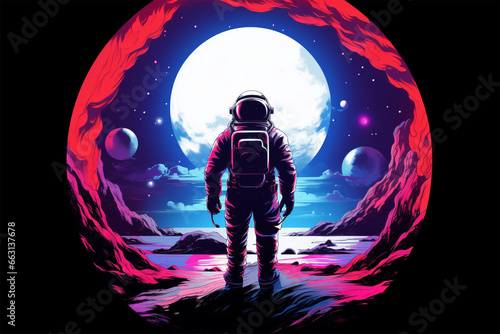 vector illustration of an astronaut in space