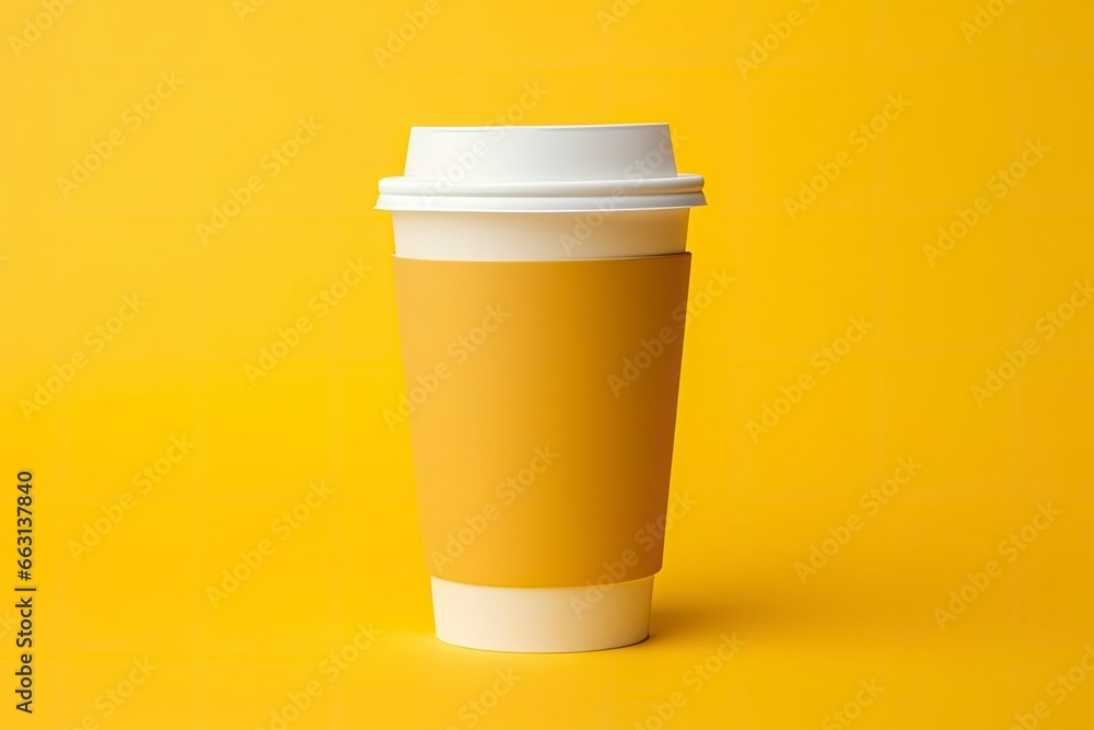 Blank coffee cup isolated on yellow background. Blank coffee cup isolated on yellow background.
