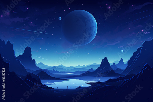 vector illustration of planetary view in the sky