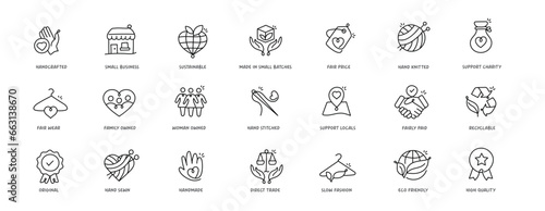 Sustainable and Ethical Handmade Icons. Artisanal Icons for Sustainable Brands. Ethical Handmade Icons for Eco-Friendly Brands
