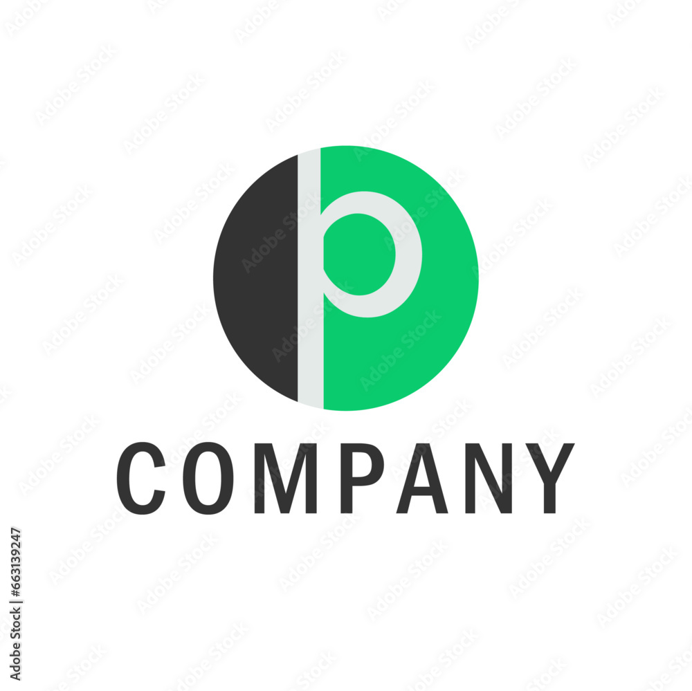 Letter P Green and black color iconic company logo design, modern business company logo design