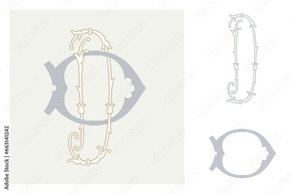 D letter marriage monograms for bride and groom names. Wide and Narrow capitals. Initials with thin swirled lines and lush foliage patterns. Perfect for wedding, anniversary, birthday invitation. D letter marriage monograms for bride and groom names. Wide and Narrow capitals. Initials with thin swirled lines and lush foliage patterns. Perfect for wedding, anniversary, birthday invitation.