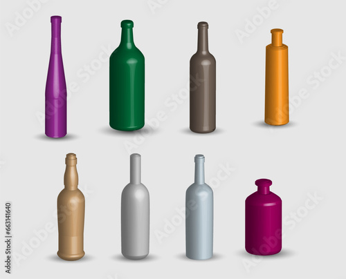 set bottles 3d vector