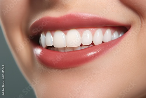 Close up of a smile with nice white teeth.
